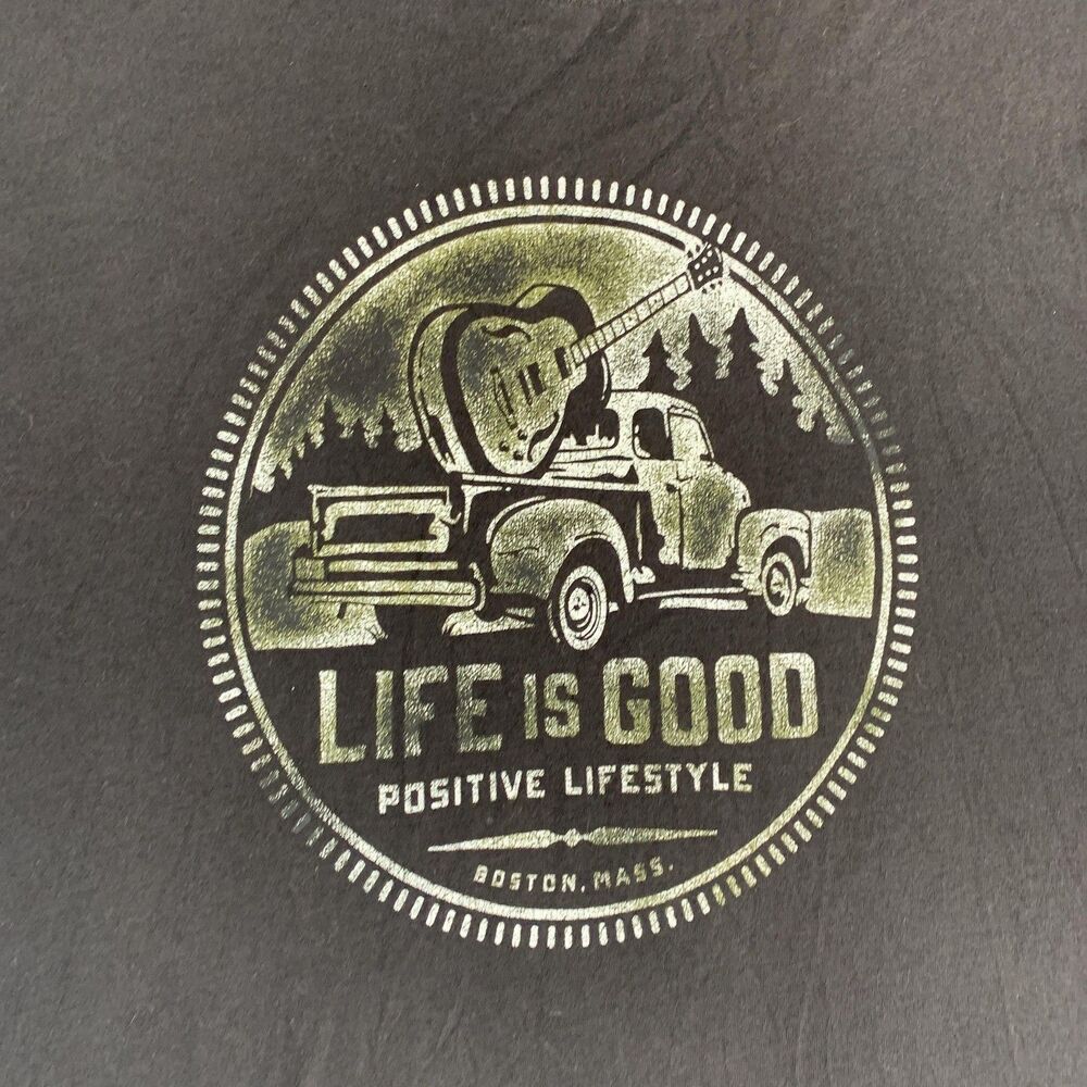 Life Is Good Shirt Mens 2XL Gray Truck Guitar Positive Lifestyle Graphic Tee - Picture 3 of 10